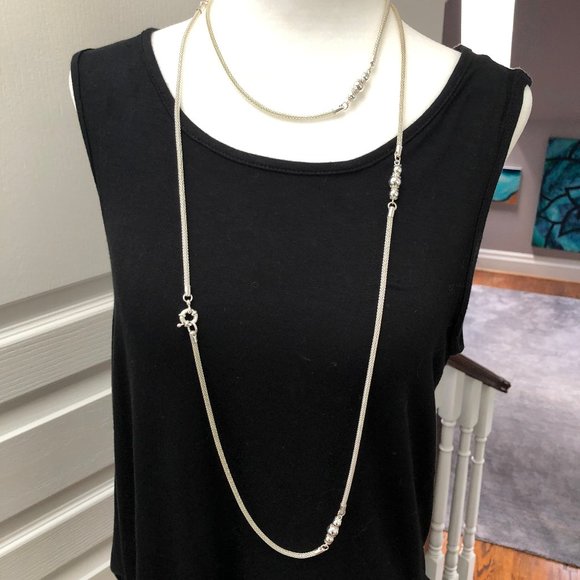 Extra Long Silver Tone Necklace - Picture 3 of 7